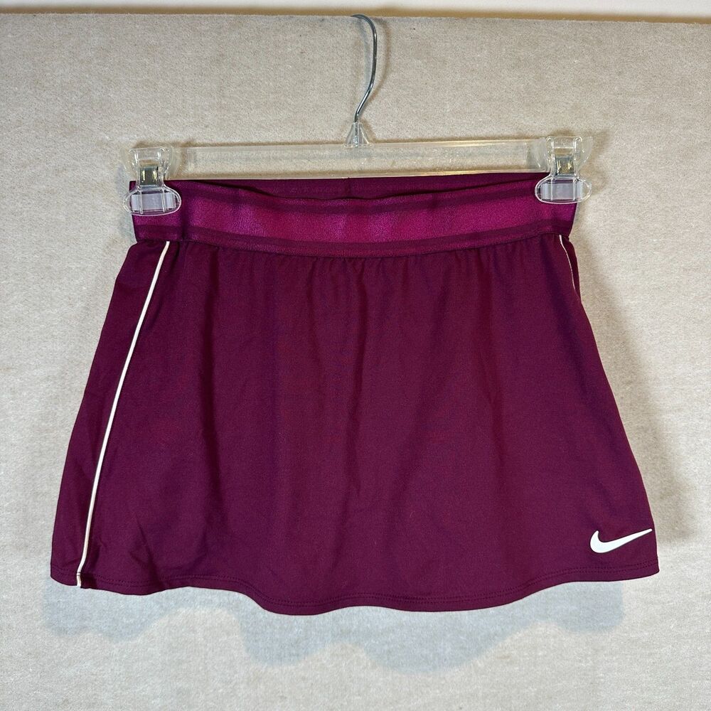 Nike Court Dri-FIT Tennis Skirt Womens Small Maroon Built In Shorts 939320